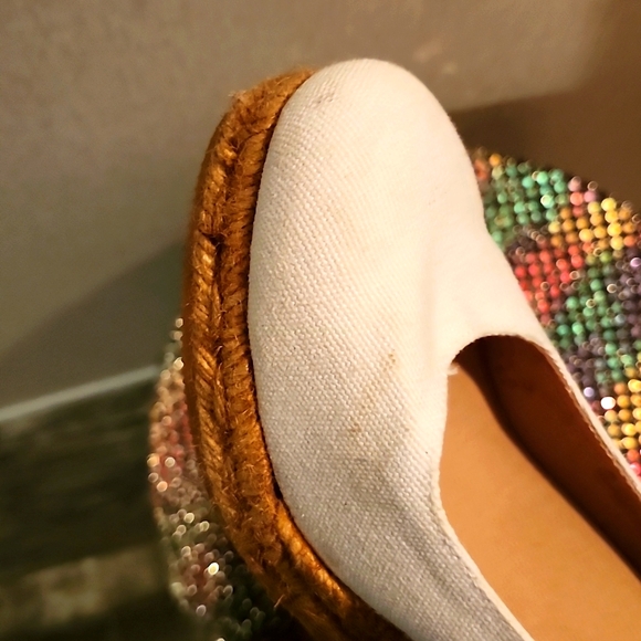 Viscata Barcelona white and tan Espadrille Wedges Size 39(9) EUC - Picture 6 of 11